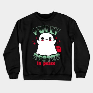 Funny Cute Spooky Scary Kawaii Ghost Cartoon Funny Meme Crewneck Sweatshirt